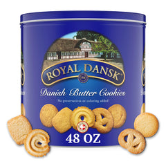 Royal Dansk lata frontal que muestra la presentación y facilidad para regalar