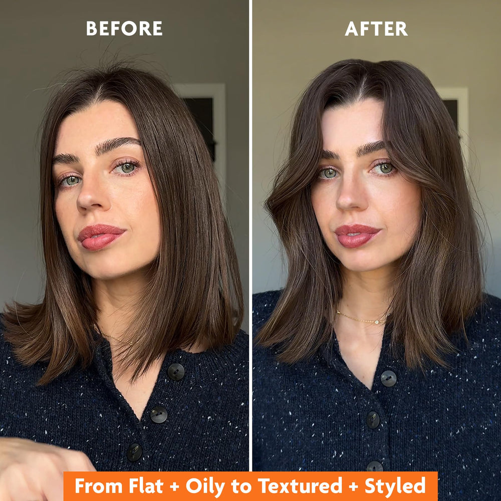 R+Co Badlands styled tousled hair showing matte texture and movement benefit