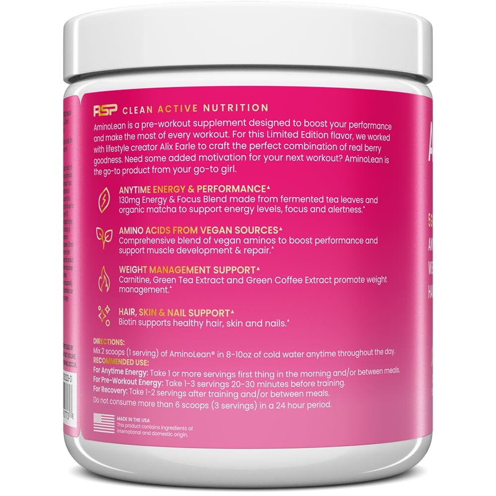 RSP NUTRITION AminoLean en ambiente de gimnasio, sugiere uso práctico y activo