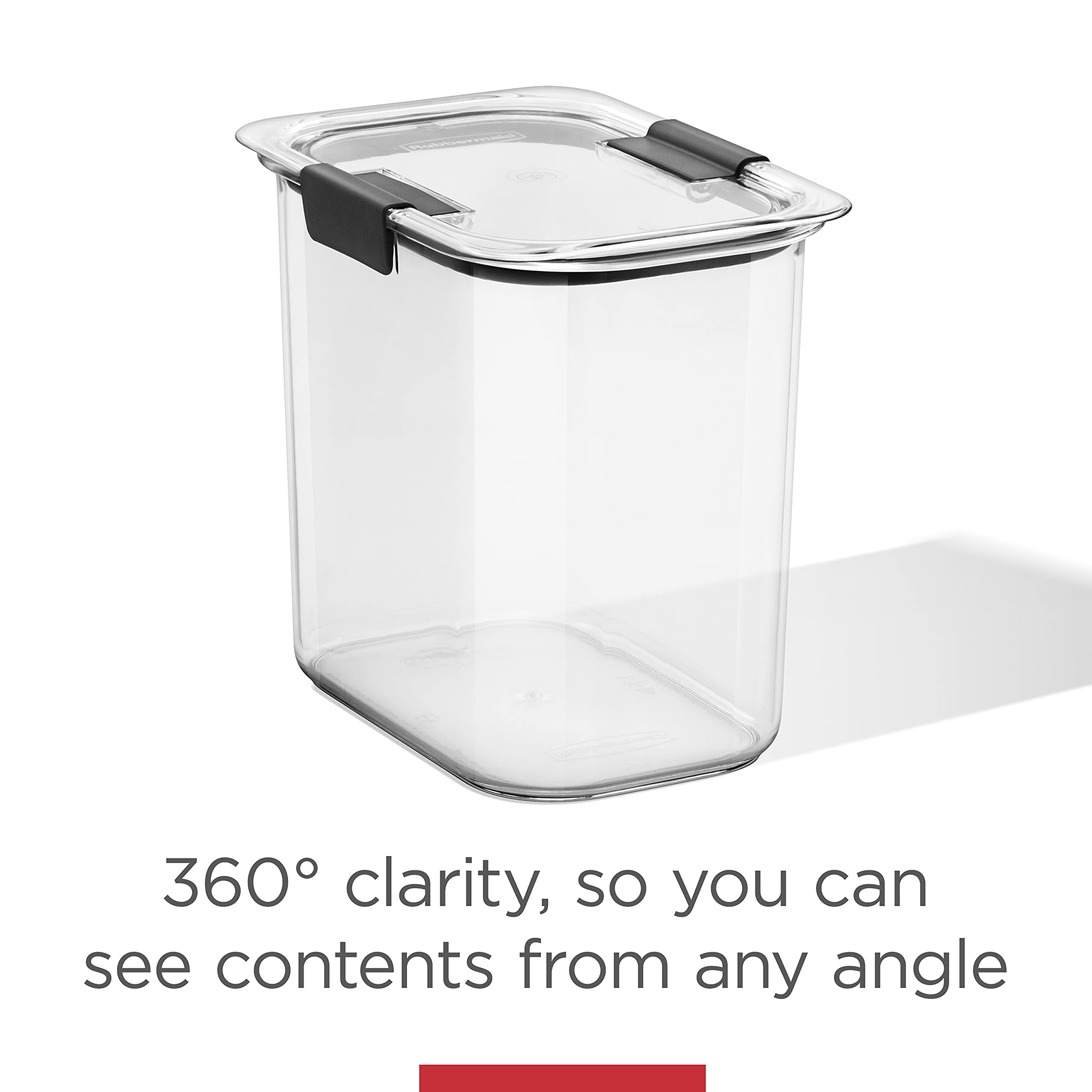Rubbermaid Brilliance etiqueta pegada mostrando contenido y conservación fácil