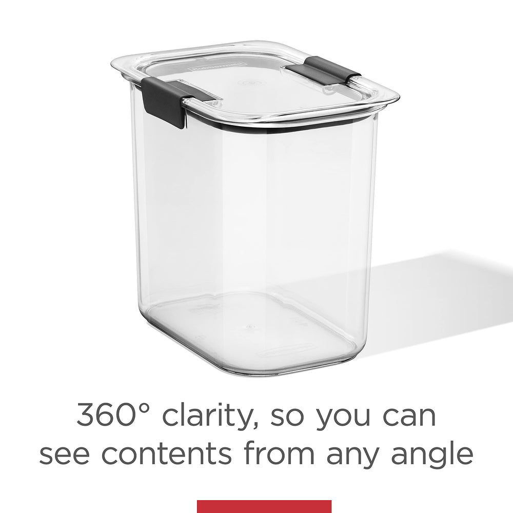 Rubbermaid Brilliance etiqueta pegada mostrando contenido y conservación fácil