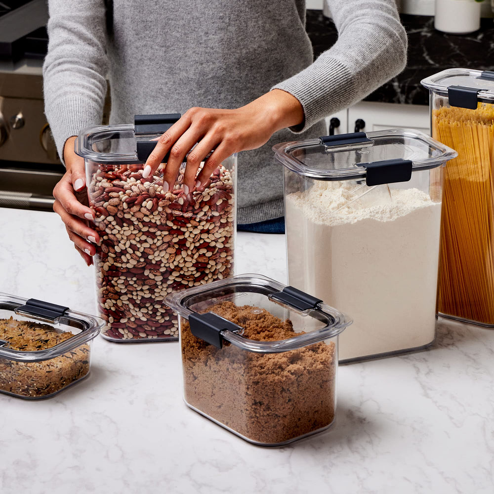 Rubbermaid Brilliance on kitchen counter in use for tidy meal prep visibility