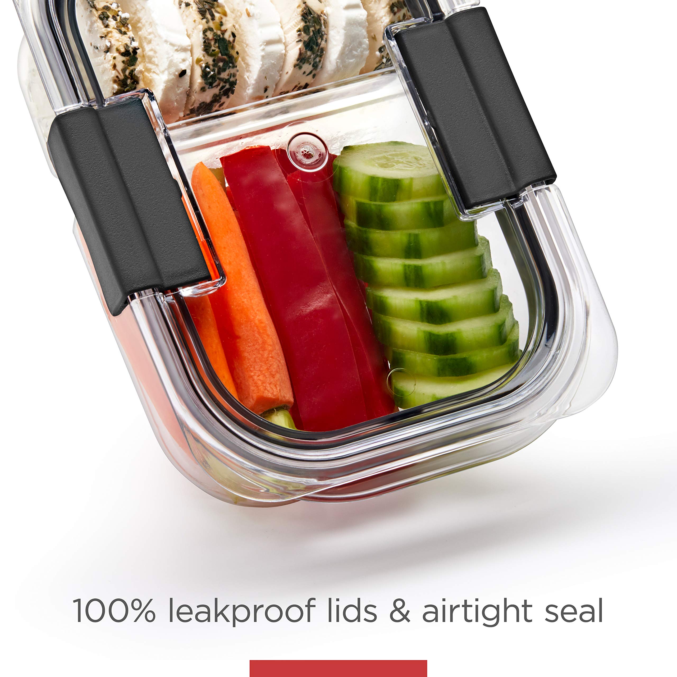 Rubbermaid Brilliance container reheating in microwave showing vented design advantage