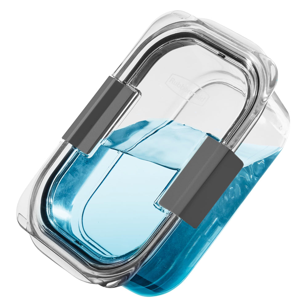 Rubbermaid stacked containers side view highlighting space-saving stackability for organized storage
