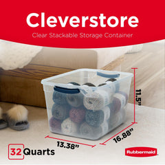 Rubbermaid Cleverstore close-up of lay-flat lid latch, secures contents and stacks safely