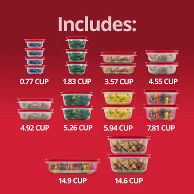 Rubbermaid EasyStore comparación de tamaños de recipientes para porcionar comidas