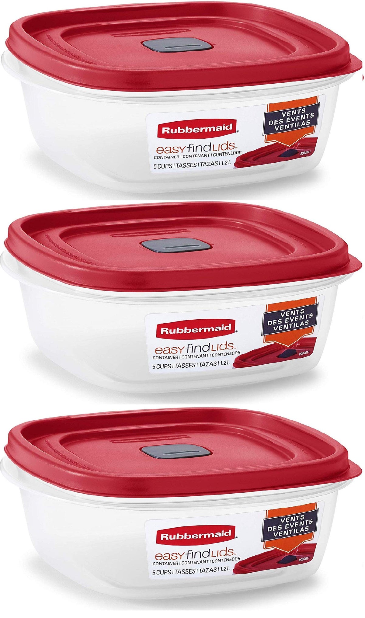 Rubbermaid pack tres recipientes frontales, orden y visibilidad