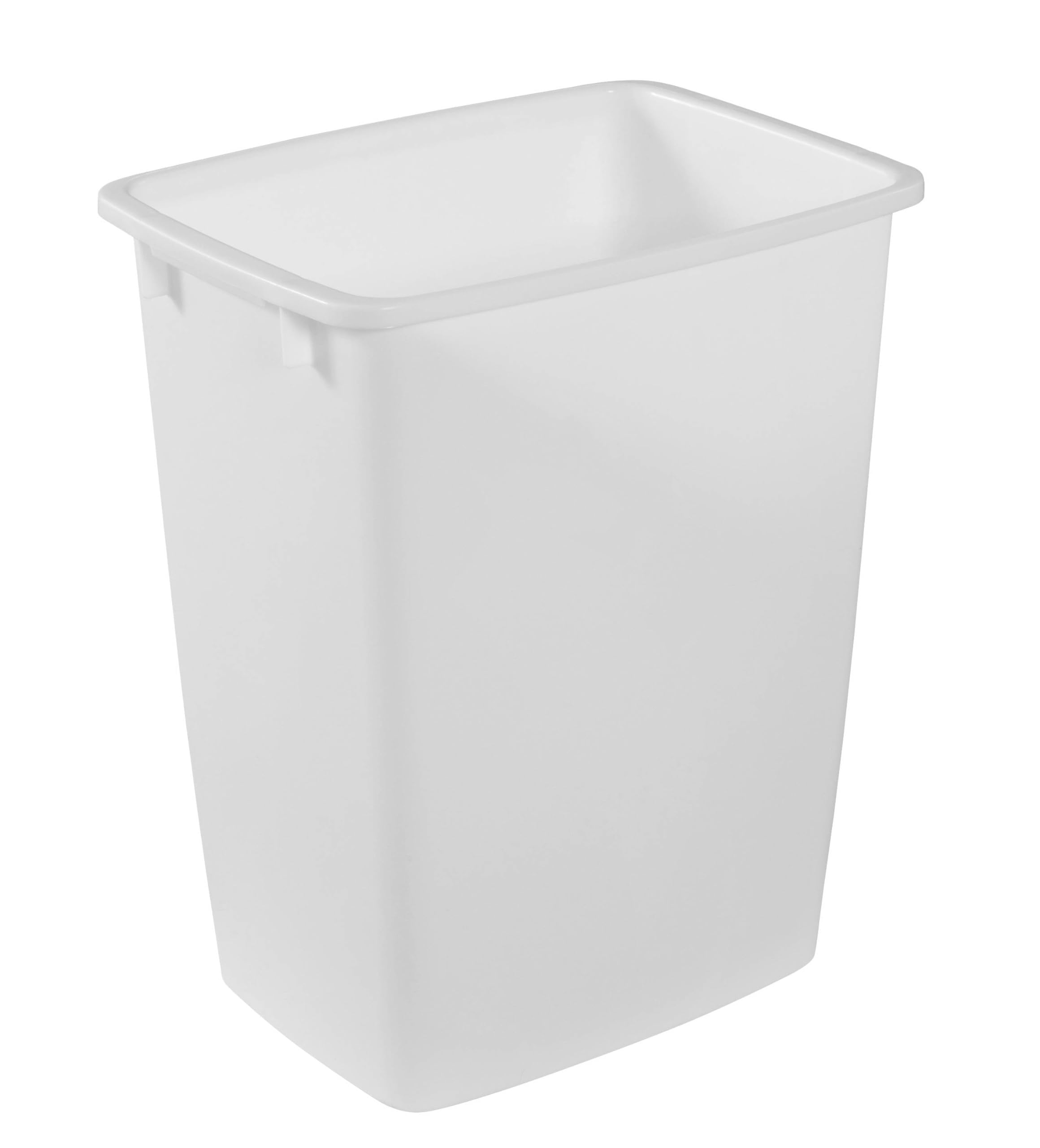 Rubbermaid frente del cubo blanco, aspecto resistente y compacto