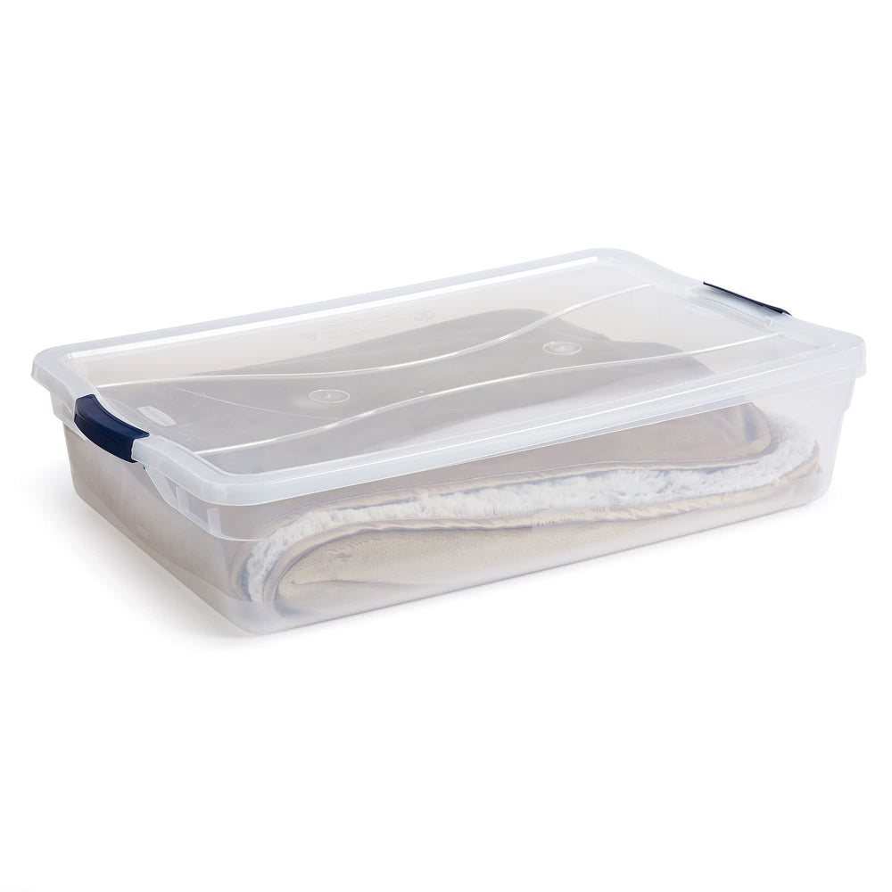 Rubbermaid recessed lid top view illustrating stable stacking benefit