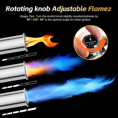 RUBDARK torch next to garden tools illustrating scale and easy handling
