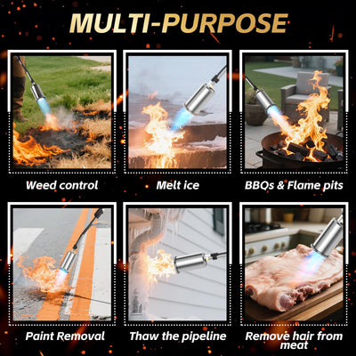 RUBDARK wide flame nozzle in use delivering fast, targeted weed heat