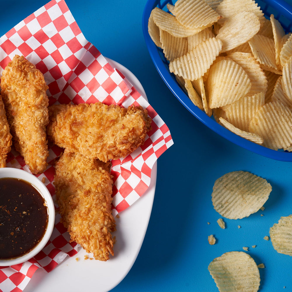 Close-up of Ruffles ridge texture showing crunchy ridges that hold more flavor