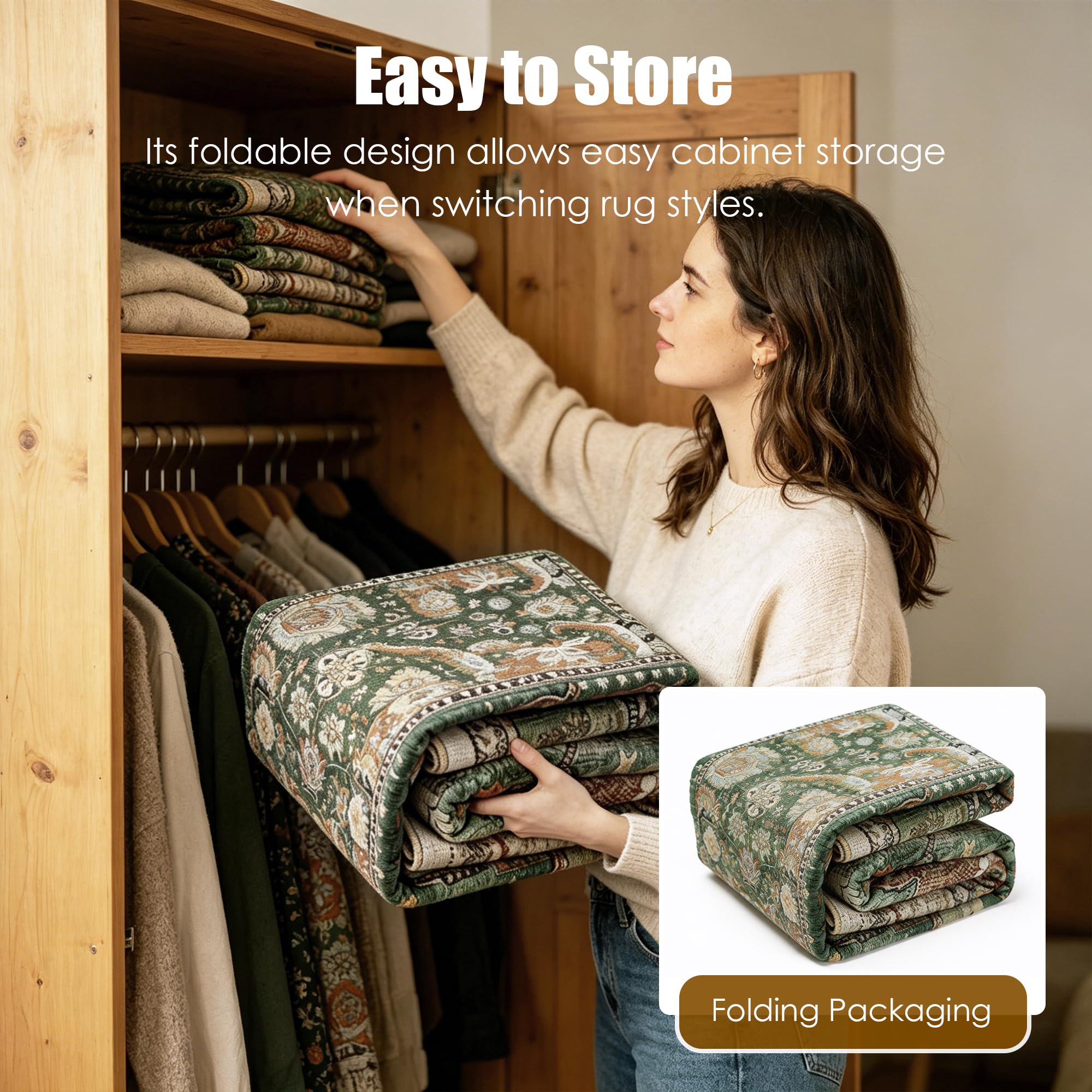 RUGSURE with dog on rug highlighting pet-friendly durability