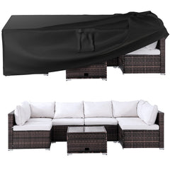 Ruimoy full cover front view protecting patio set, shows complete weather protection