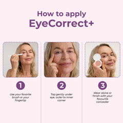 Rumi Cosmetiques aplicación bajo ojo mostrando efecto natural y rápido