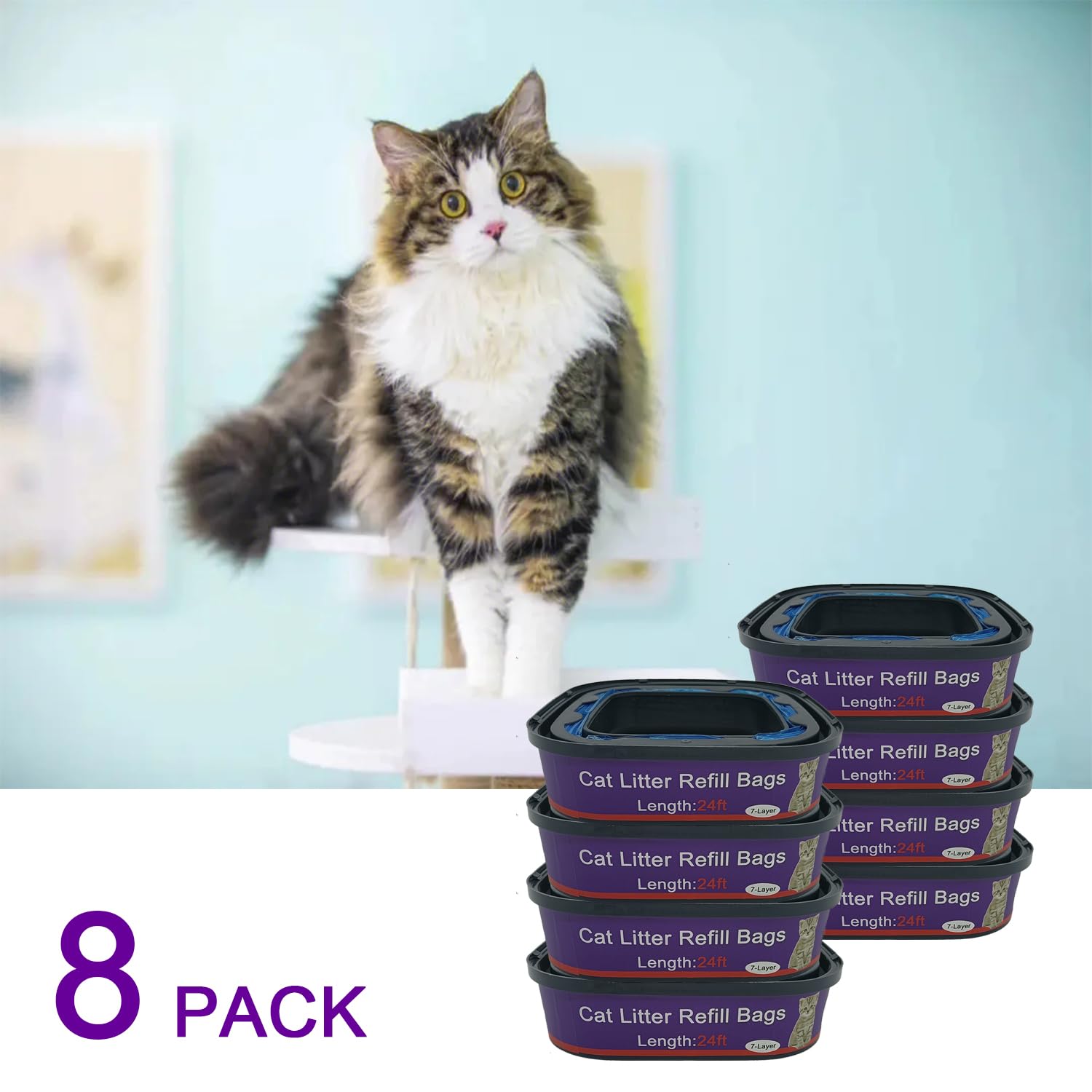 RUNDE pack de 8 cartuchos en ambiente doméstico que sugiere ahorro y reposición prolongada