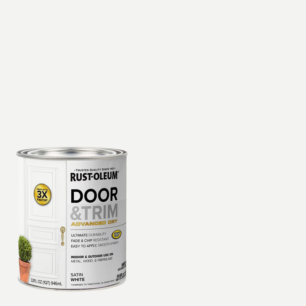 Rust-Oleum textura de la pintura satín en primer plano, acabado liso y resistente