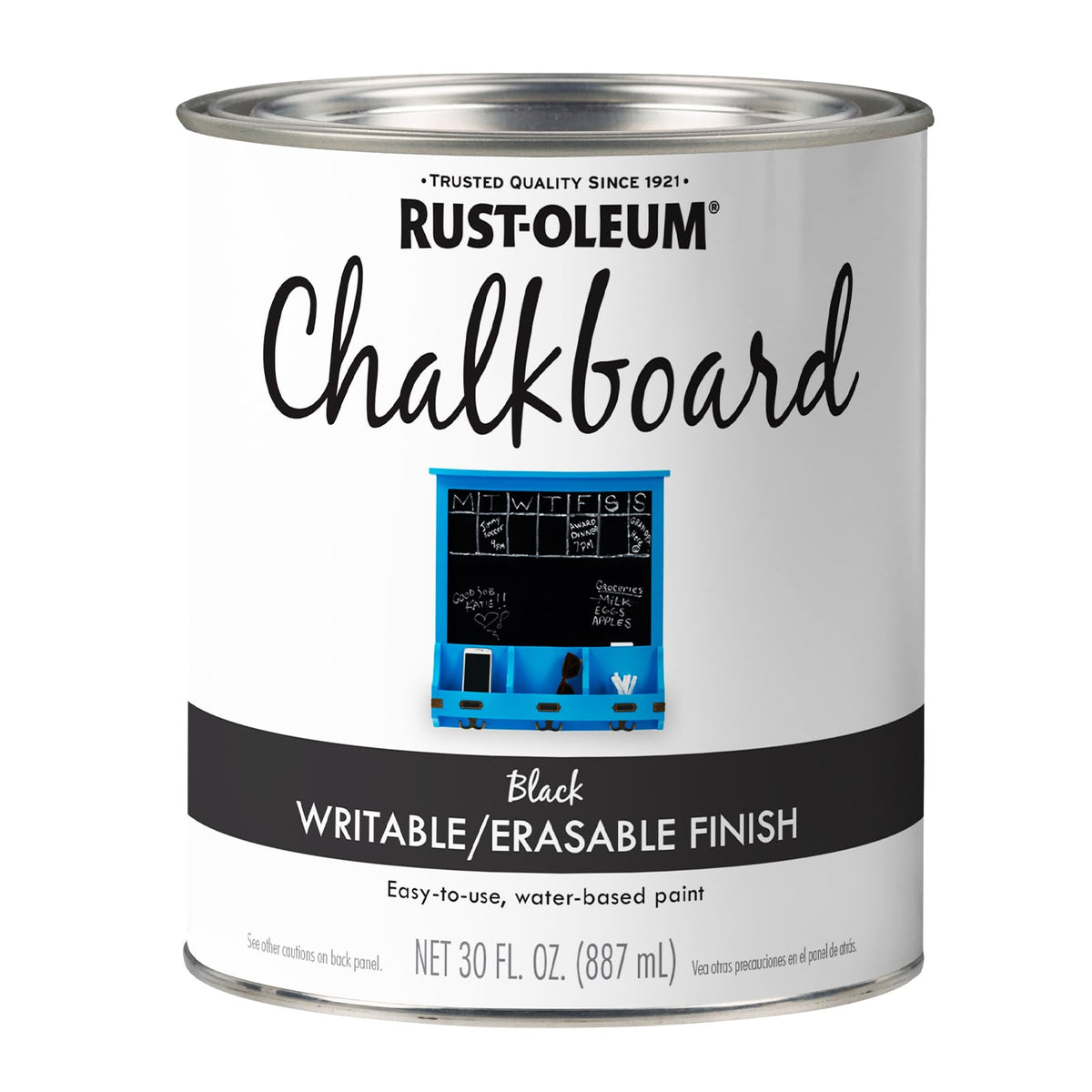 Rust-Oleum vista frontal de lata de pintura pizarra para proyectos personalizados