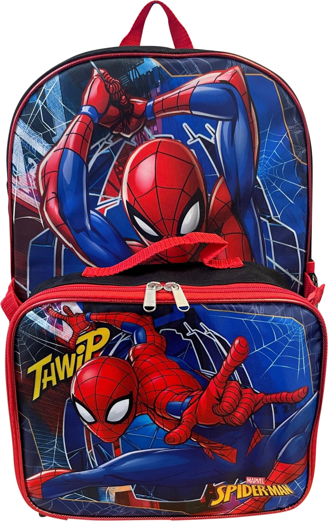Ruz mochila Spiderman frontal mostrando diseño llamativo y resistencia
