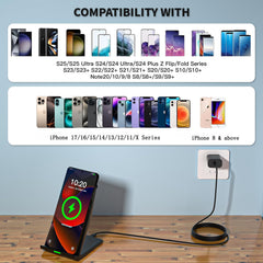 Rvelon charging a phone in landscape mode demonstrating hands-free video watching while charging