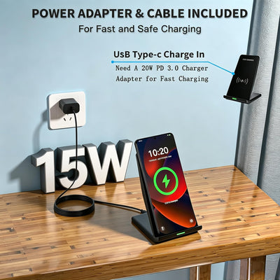 Rvelon charging a phone in portrait mode showing Face ID access and easy notification viewing