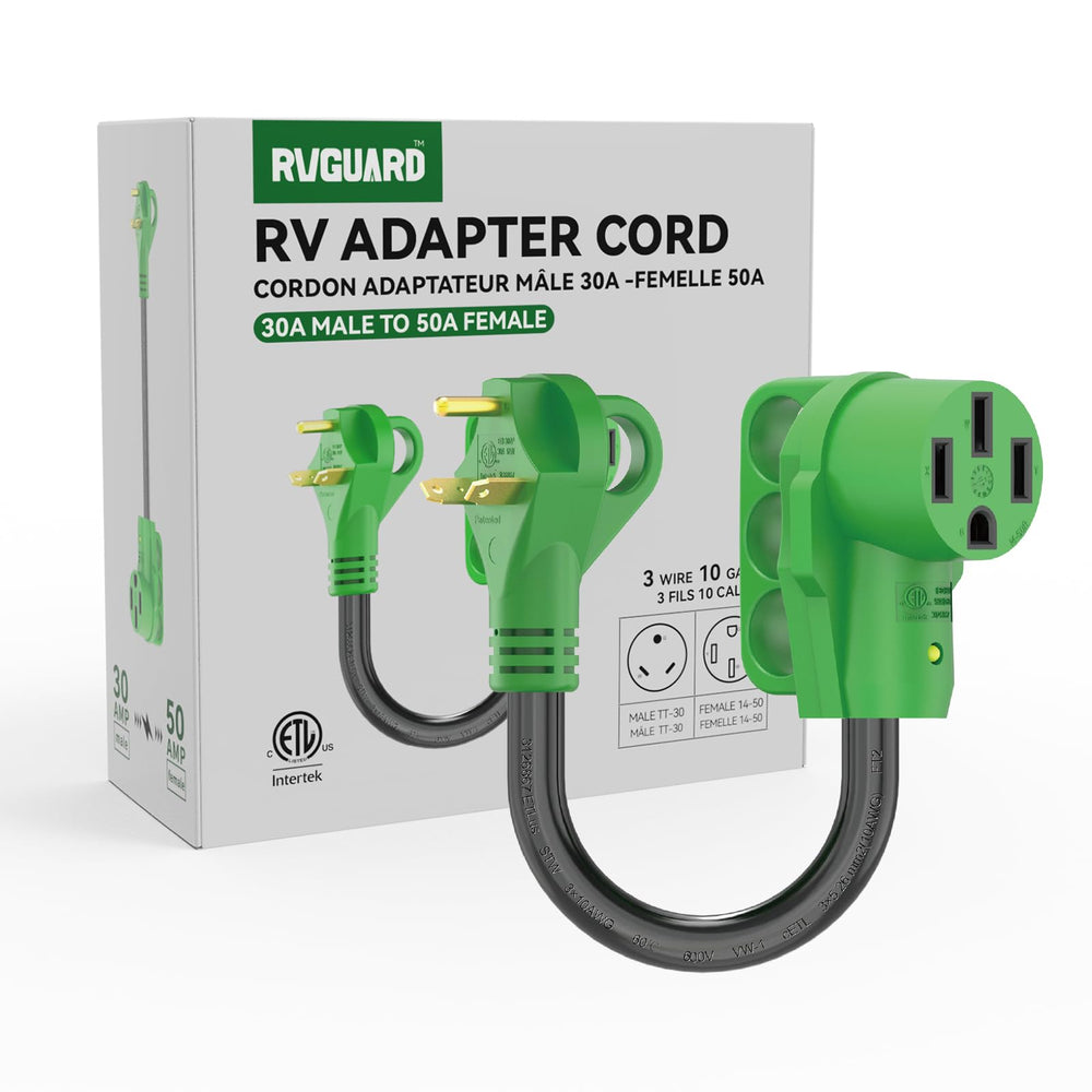RVGUARD embalaje con etiqueta ETL y especificaciones claras