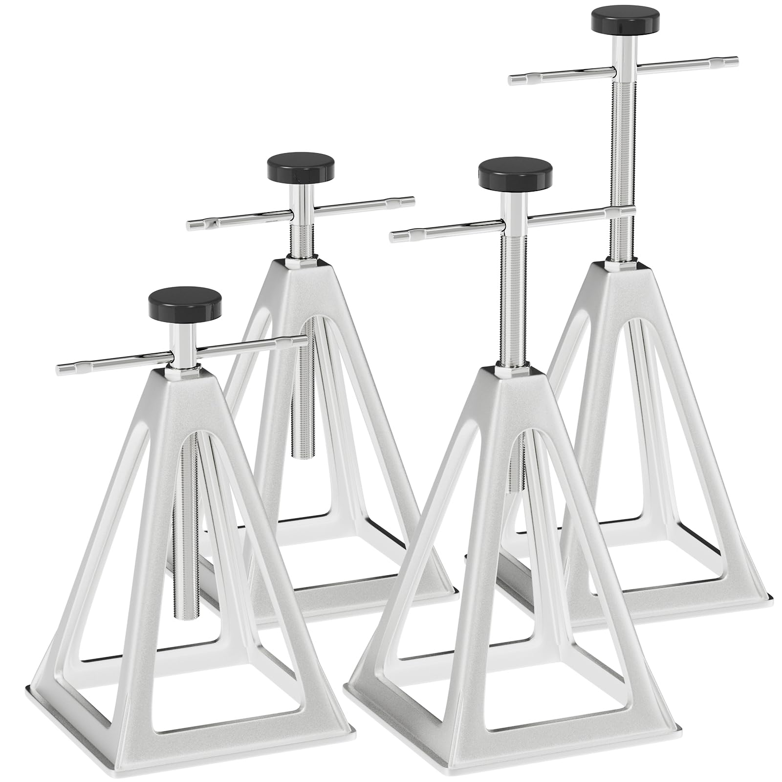 RVGUARD front view of four packed stack jacks showing sturdy design and portability