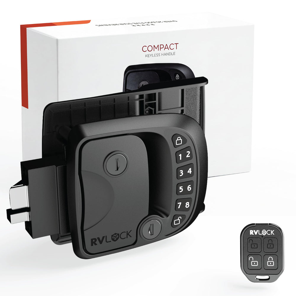 RVLock compact front view showing slim keypad and durable exterior for secure entry