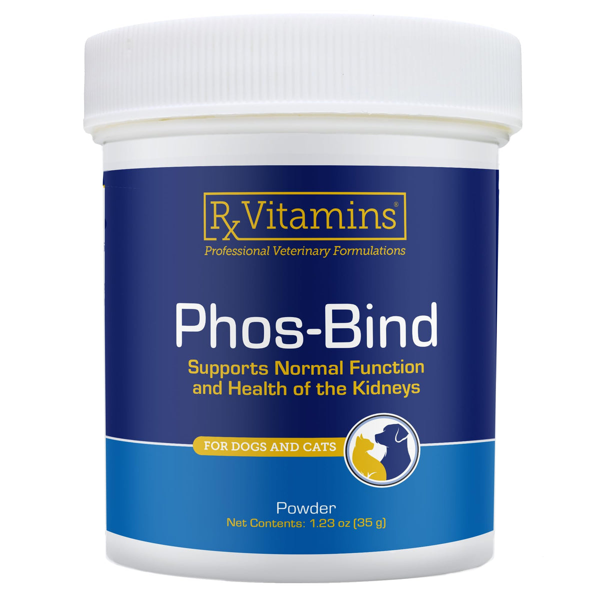 Rx Vitamins envase frontal, identificación clara y uso seguro
