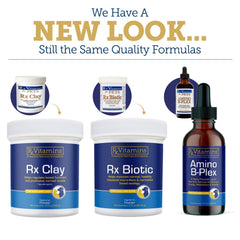 Rx Vitamins polvo superfino en primer plano para mezcla homogénea