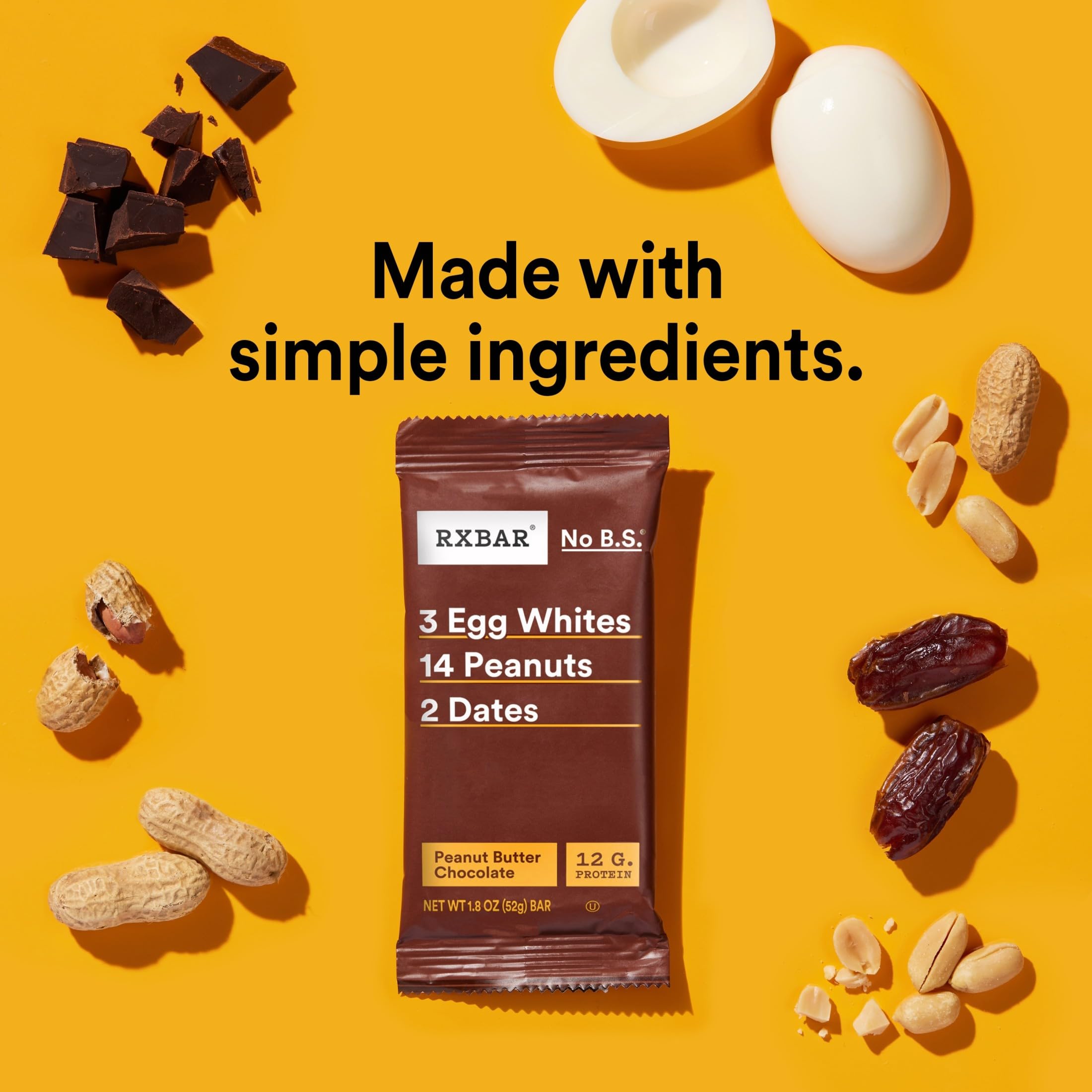 RXBAR barra cortada mostrando interior con dátiles y cacahuates para energía natural
