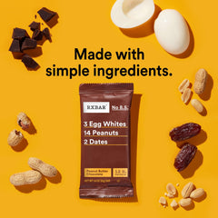 RXBAR barra cortada mostrando interior con dátiles y cacahuates para energía natural