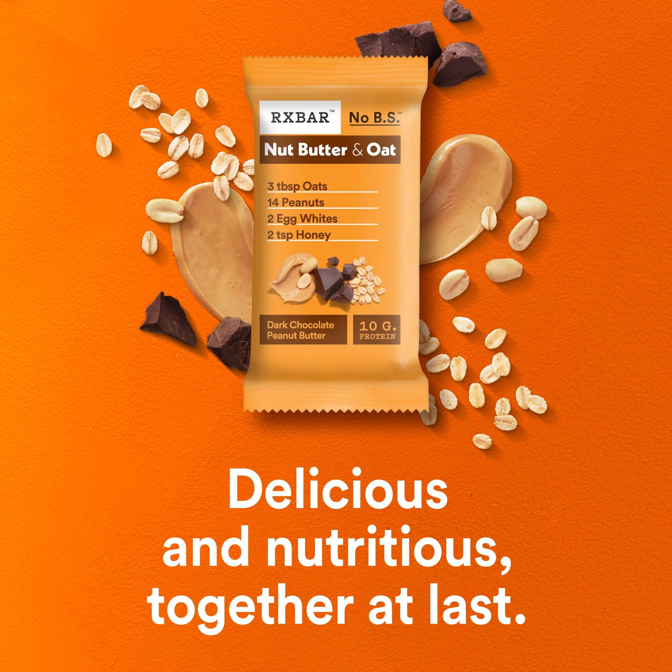RXBAR barrita abierta que muestra interior cremoso y avena para saciedad