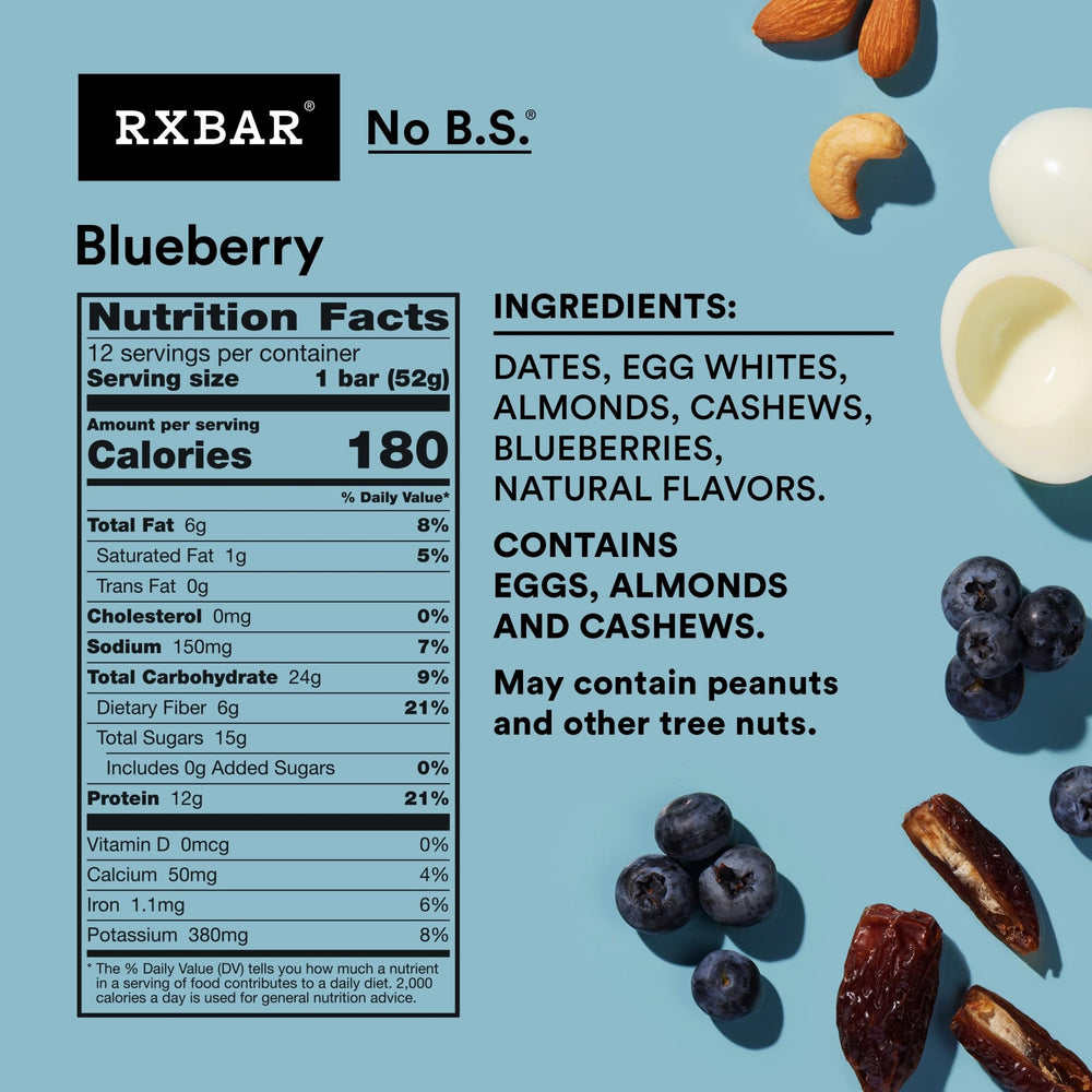 RXBAR barra Blueberry sin abrir lista para llevar y consumir sobre la marcha