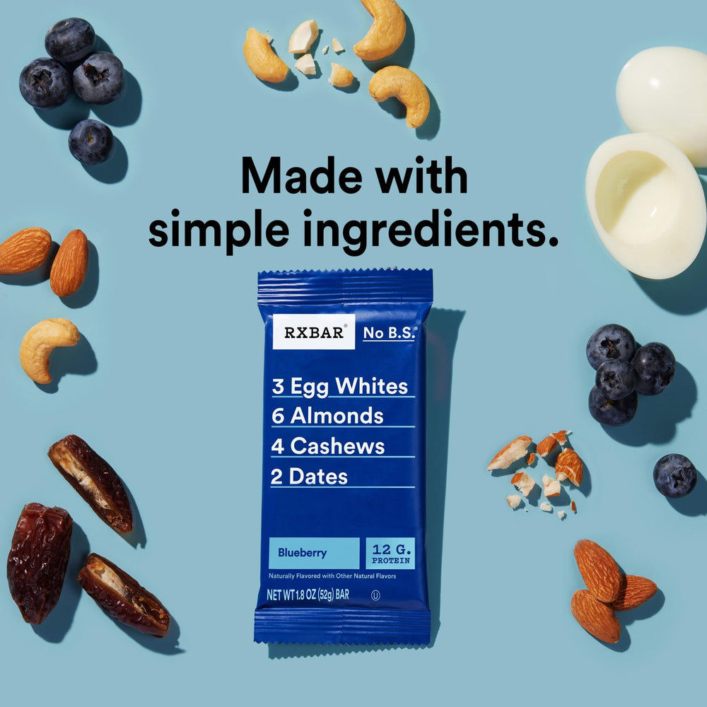 RXBAR ingredientes principales: almendras, anacardos y dátiles para energía natural