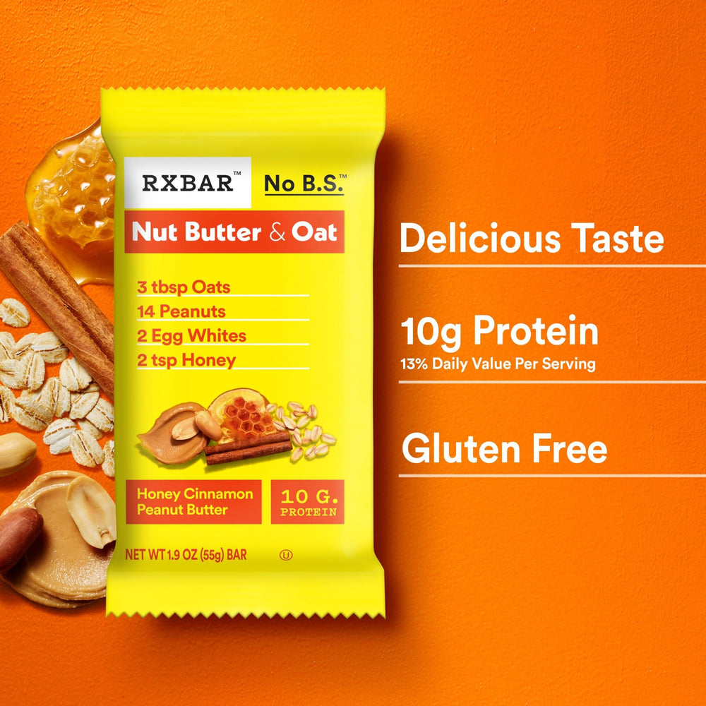 RXBAR ingredientes visibles avena cacahuete y miel natural