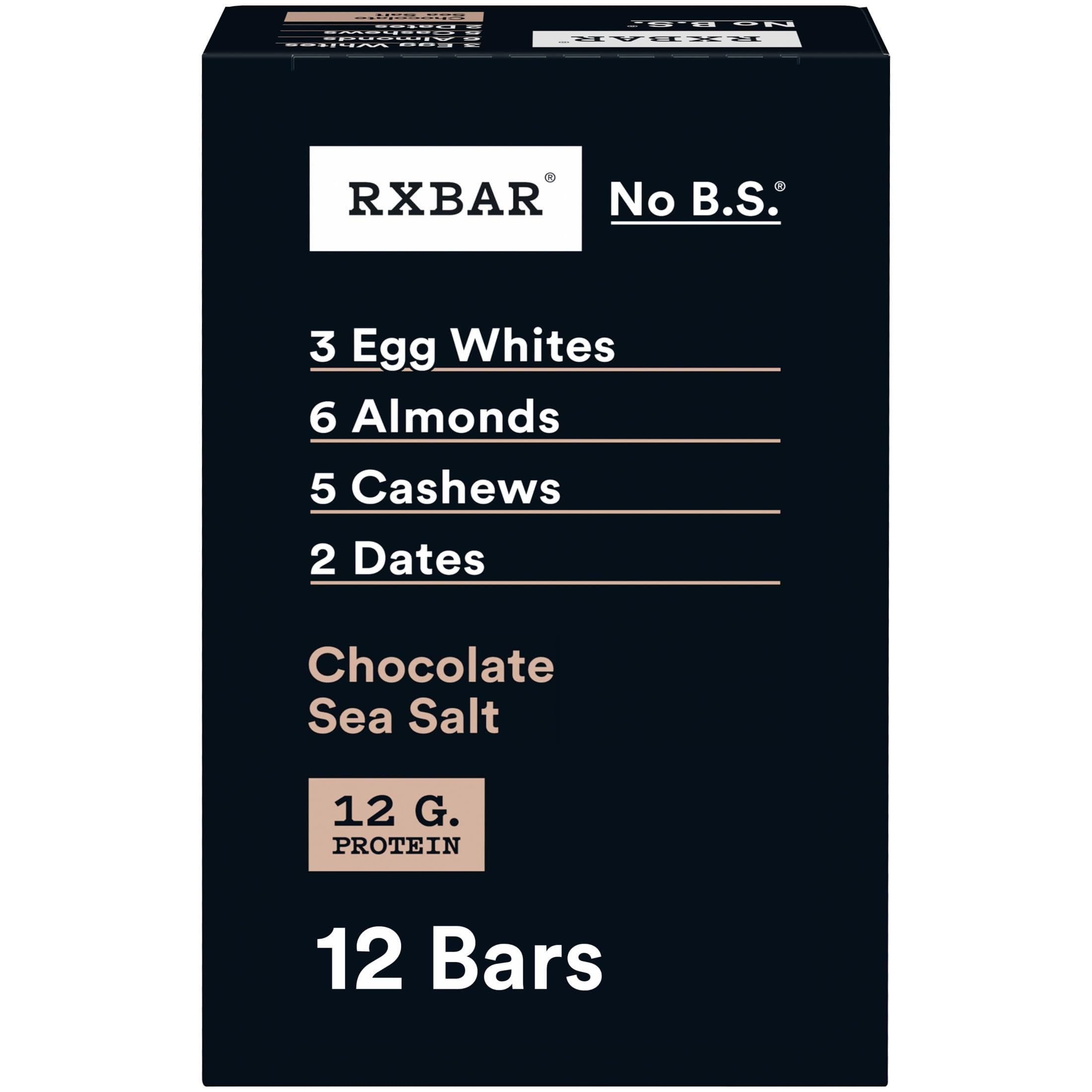 RXBAR frente del empaque mostrando sabor Chocolate Sea Salt y conveniencia