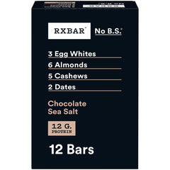 RXBAR frente del empaque mostrando sabor Chocolate Sea Salt y conveniencia