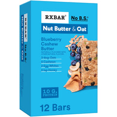 RXBAR vista frontal del empaque muestra 12 barras y beneficios de ingredientes simples