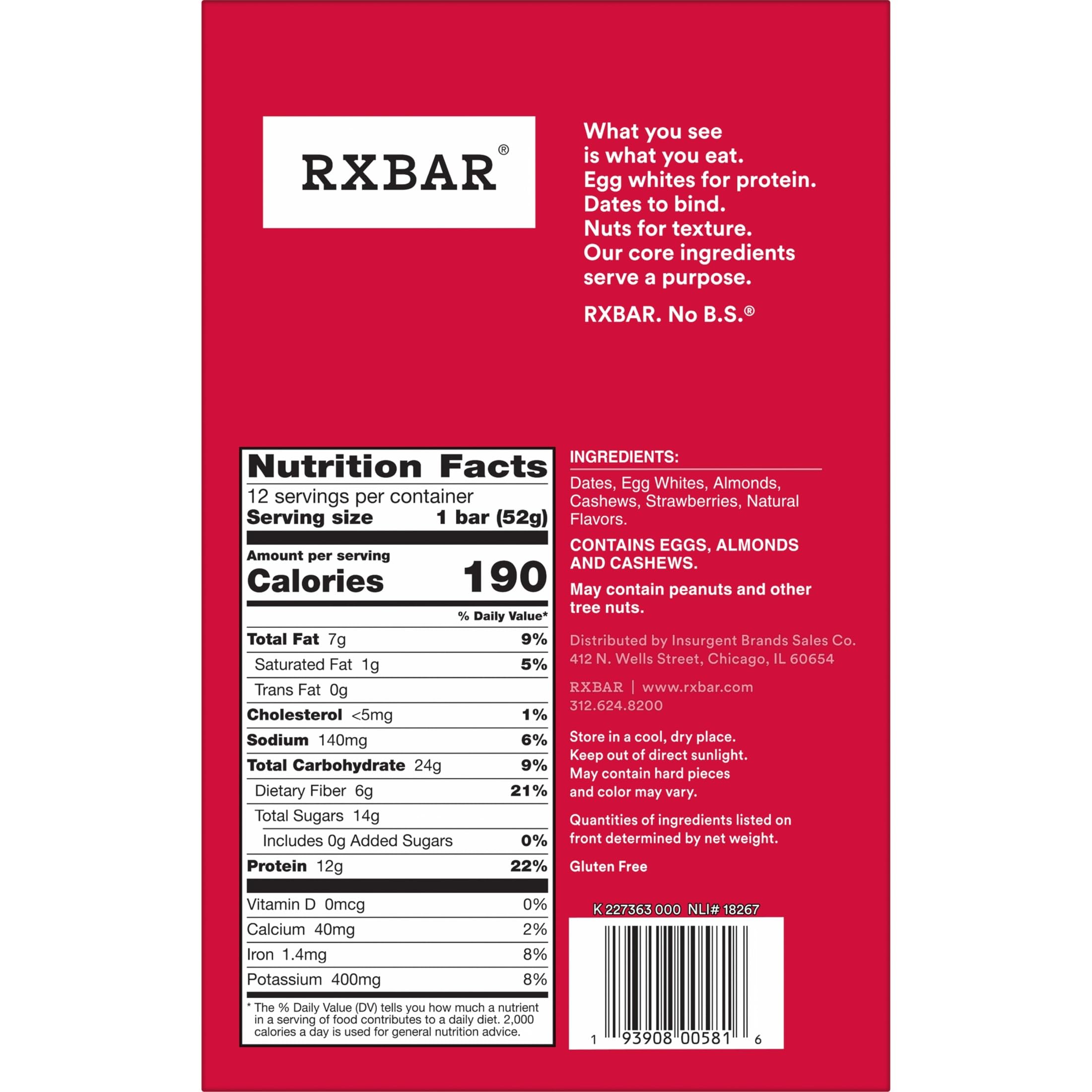 RXBAR barra junto a yogur y fruta para desayuno completo y balanceado