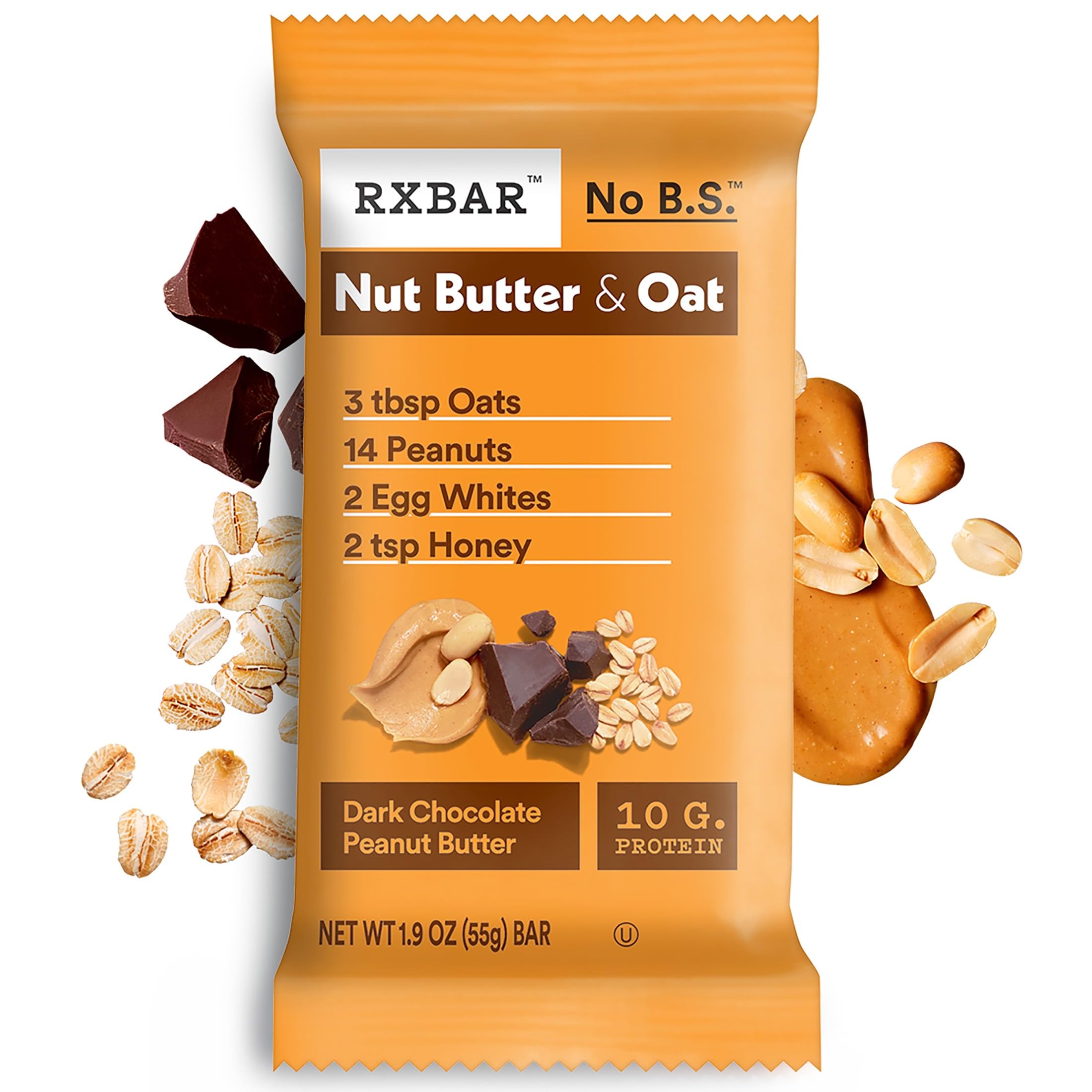 RXBAR barrita junto a mochila y botella de agua ideal para entrenamientos y ruta