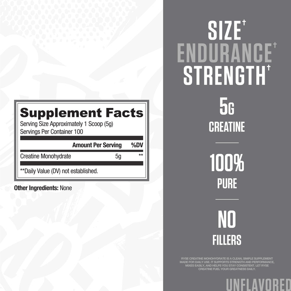 RYSE Up Supplements polvo sin sabor textura fina y pureza visible