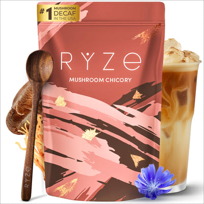 RYZE frasco frontal mostrando el diseño y 30 porciones