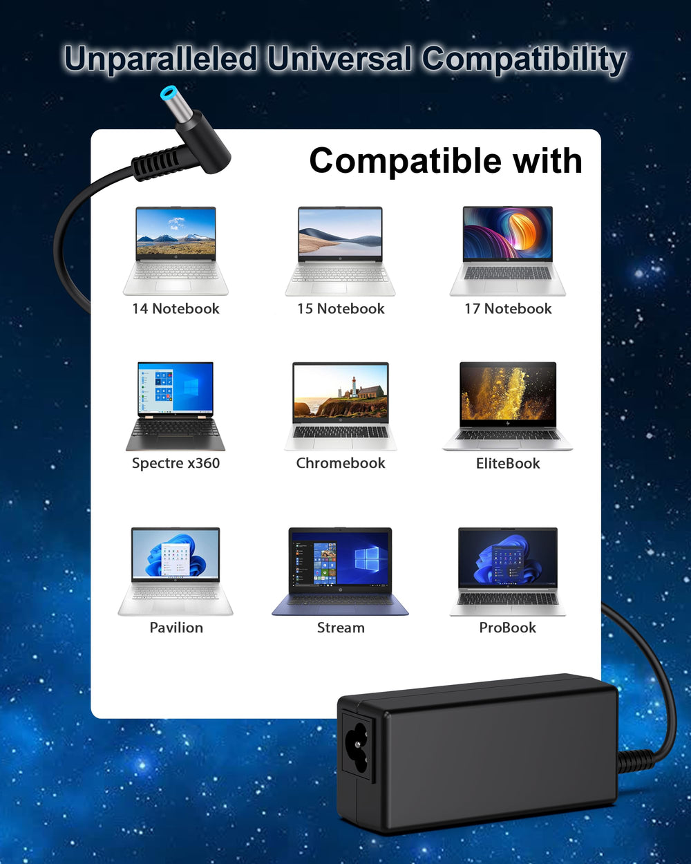 S SKSTYLE adapter plugged into HP Pavilion x360, reliable charging benefit