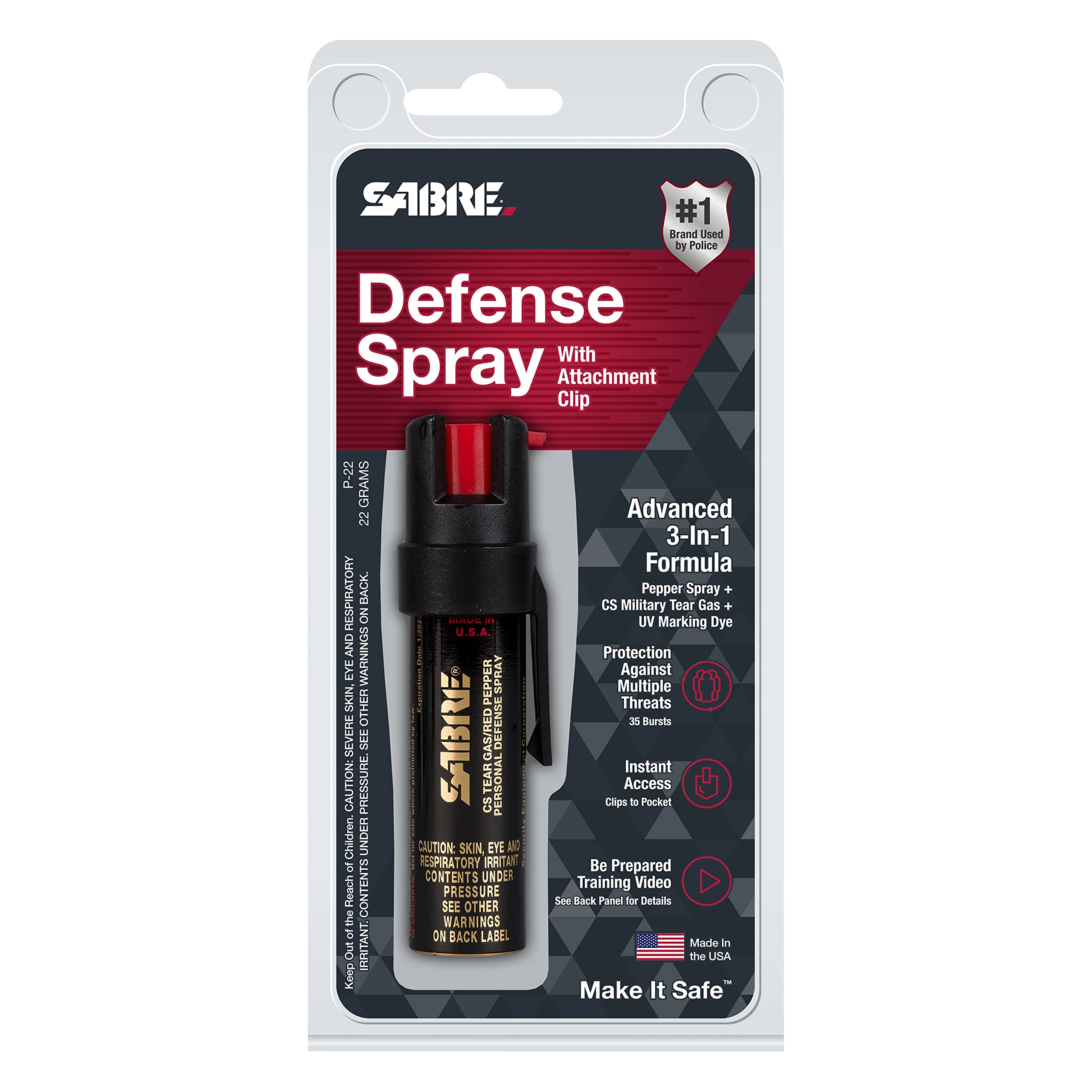 SABRE embalaje con etiqueta que muestra especificaciones y fabricación