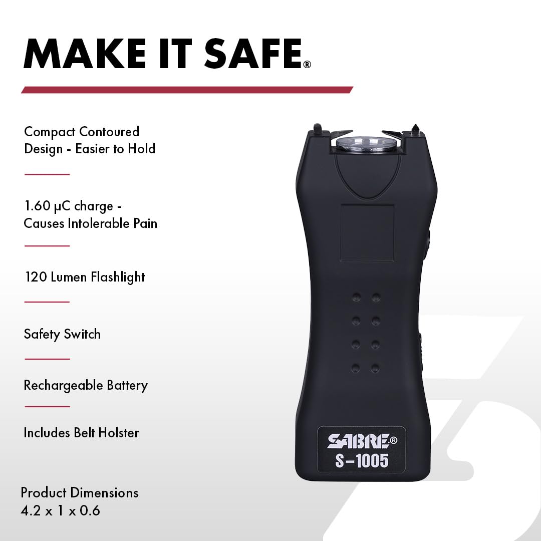 SABRE pistola eléctrica mostrando agarre ergonómico para uso rápido y seguro