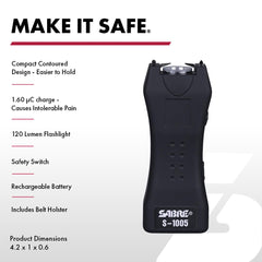 SABRE pistola eléctrica mostrando agarre ergonómico para uso rápido y seguro
