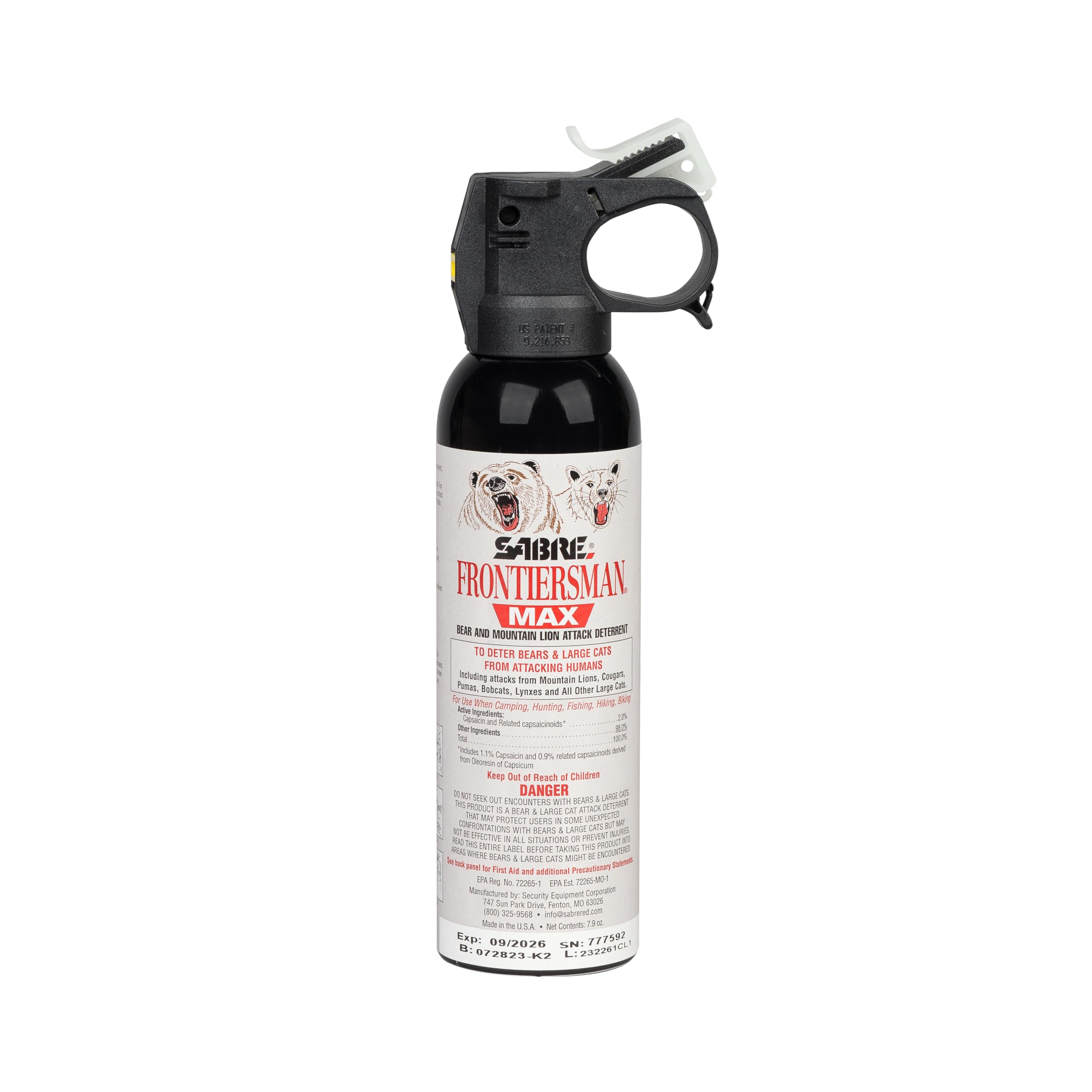SABRE frontal del envase mostrando diseño delgado y capacidad, ideal para llevar en mochila