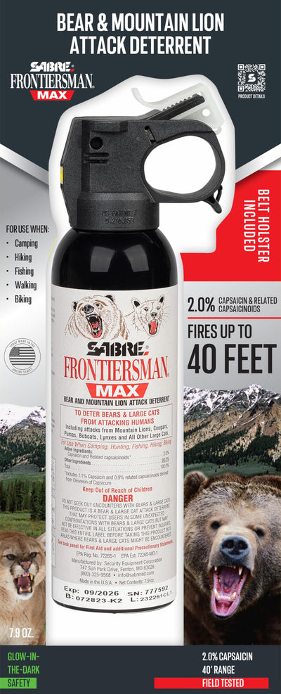SABRE Frontiersman MAX on trail with hiker illustrating practical backcountry use