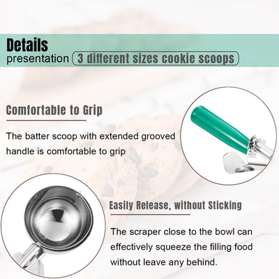 Saebye usando la cuchara para porcionar masa de galletas sin esfuerzo